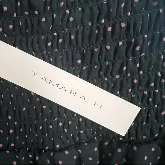 Black Pink Polka Dot Mini Skirt Tiered Ruffle Stretch Size S - Picture 3 of 4